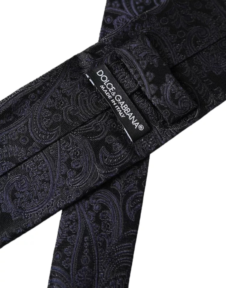 Dolce & Gabbana Black Patterned 100% Silk Adjustable Men Tie Dolce & Gabbana