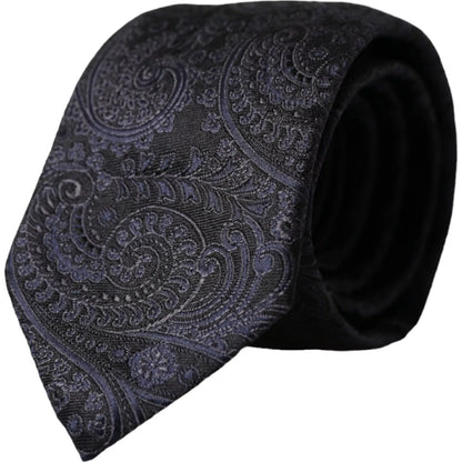 Dolce & Gabbana Black Patterned 100% Silk Adjustable Men Tie Dolce & Gabbana