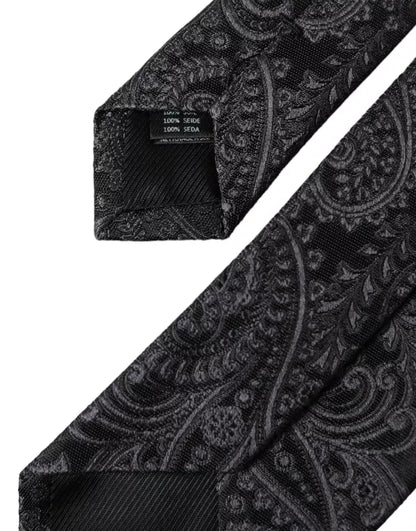 Dolce & Gabbana Gray Patterned 100% Silk Adjustable Men Tie Dolce & Gabbana