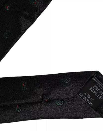 Dolce & Gabbana Black Fantasy 100% Silk Adjustable Men Tie Dolce & Gabbana