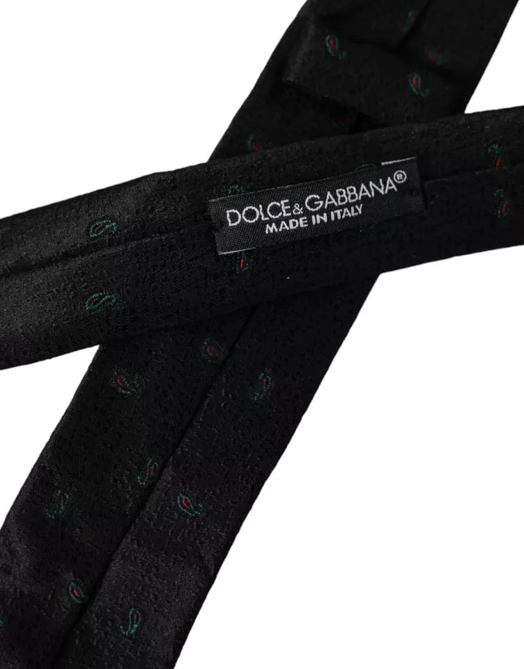 Dolce & Gabbana Black Fantasy 100% Silk Adjustable Men Tie Dolce & Gabbana