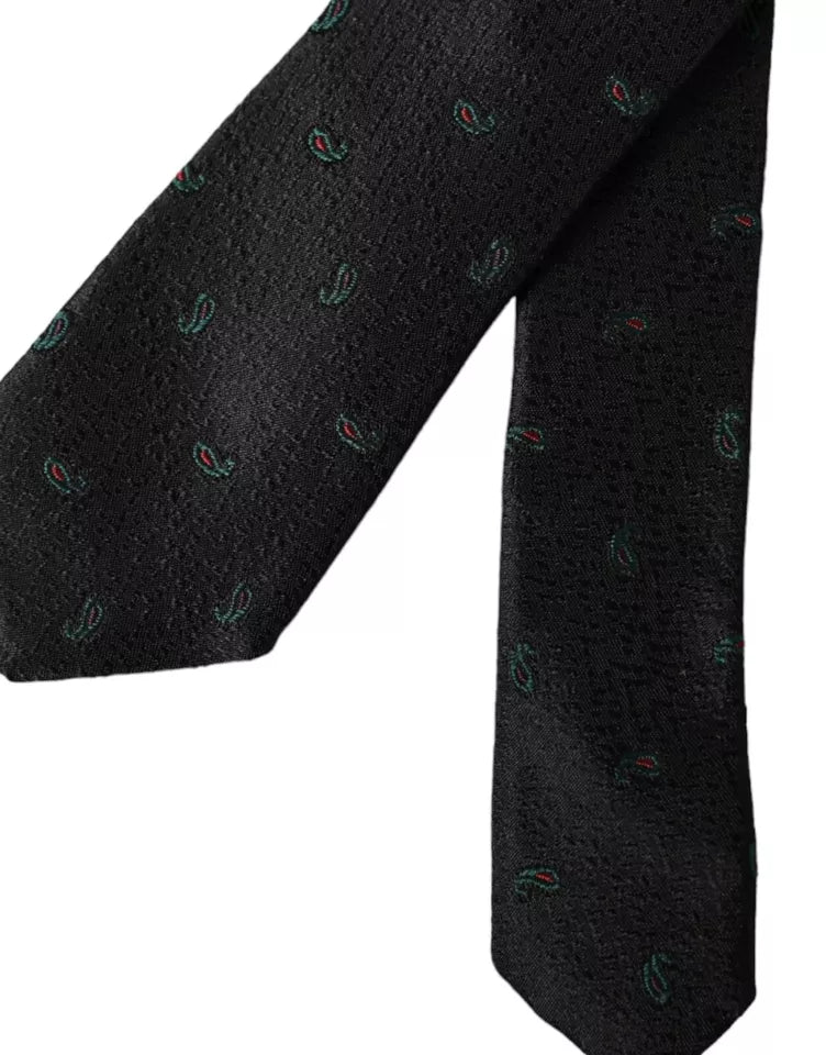 Dolce & Gabbana Black Fantasy 100% Silk Adjustable Men Tie Dolce & Gabbana