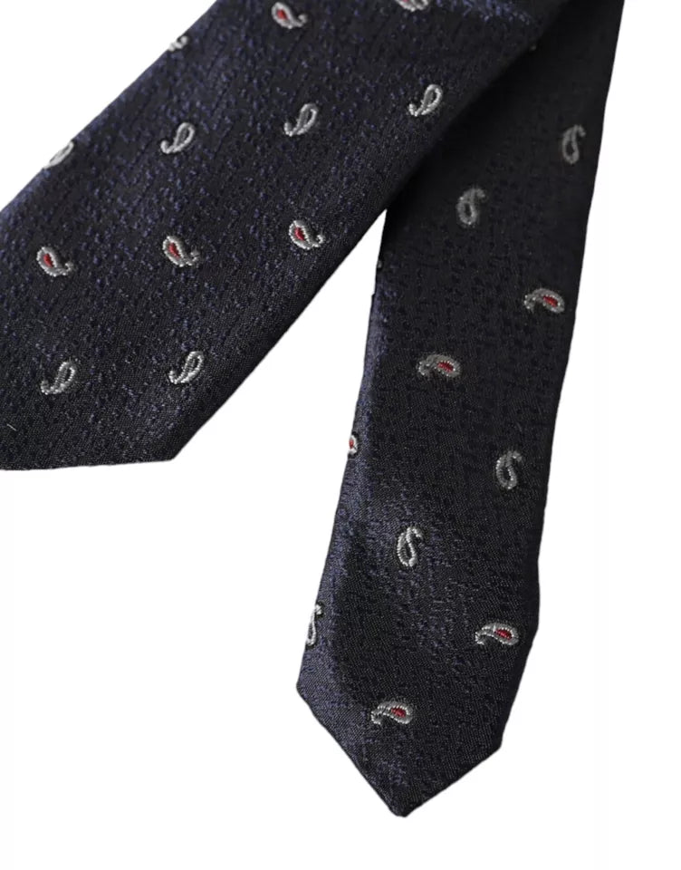 Dolce & Gabbana Dark Blue Fantasy 100% Silk Adjustable Men Tie Dolce & Gabbana