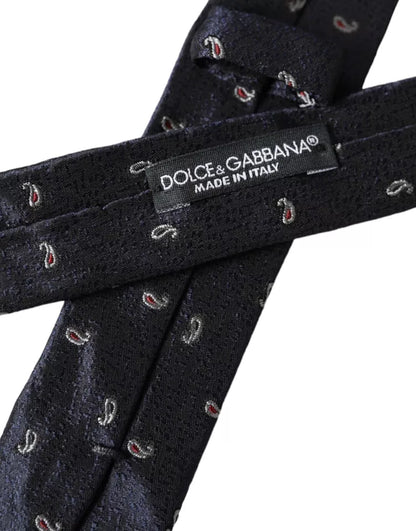 Dolce & Gabbana Dark Blue Fantasy 100% Silk Adjustable Men Tie Dolce & Gabbana