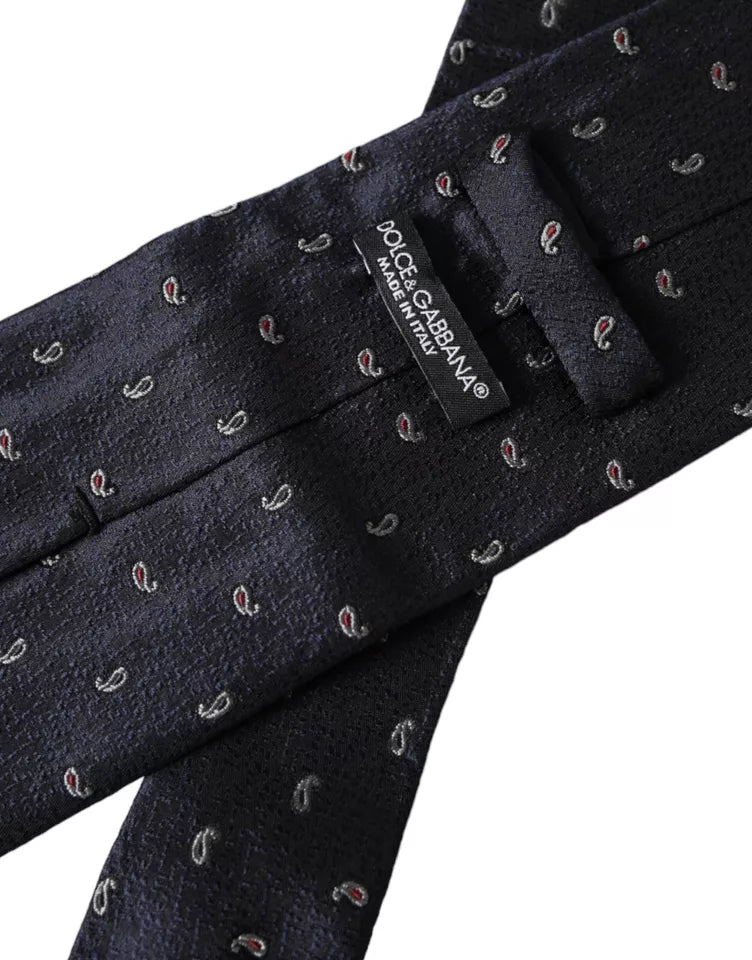 Dolce & Gabbana Dark Blue Fantasy 100% Silk Adjustable Men Tie Dolce & Gabbana