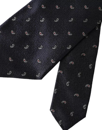 Dolce & Gabbana Dark Blue Fantasy 100% Silk Adjustable Men Tie Dolce & Gabbana