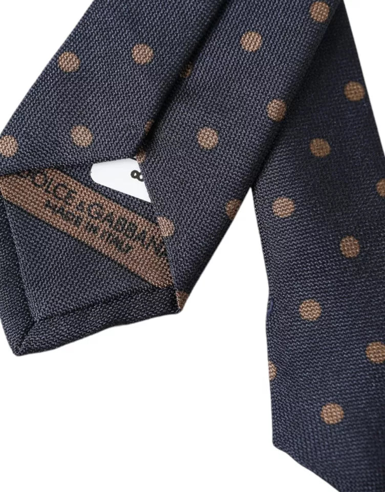 Dolce & Gabbana Black Dotted Fantasy Silk Adjustable Men Tie