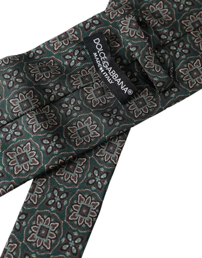 Dolce & Gabbana Green Patterned 100% Silk Adjustable Men Tie Dolce & Gabbana