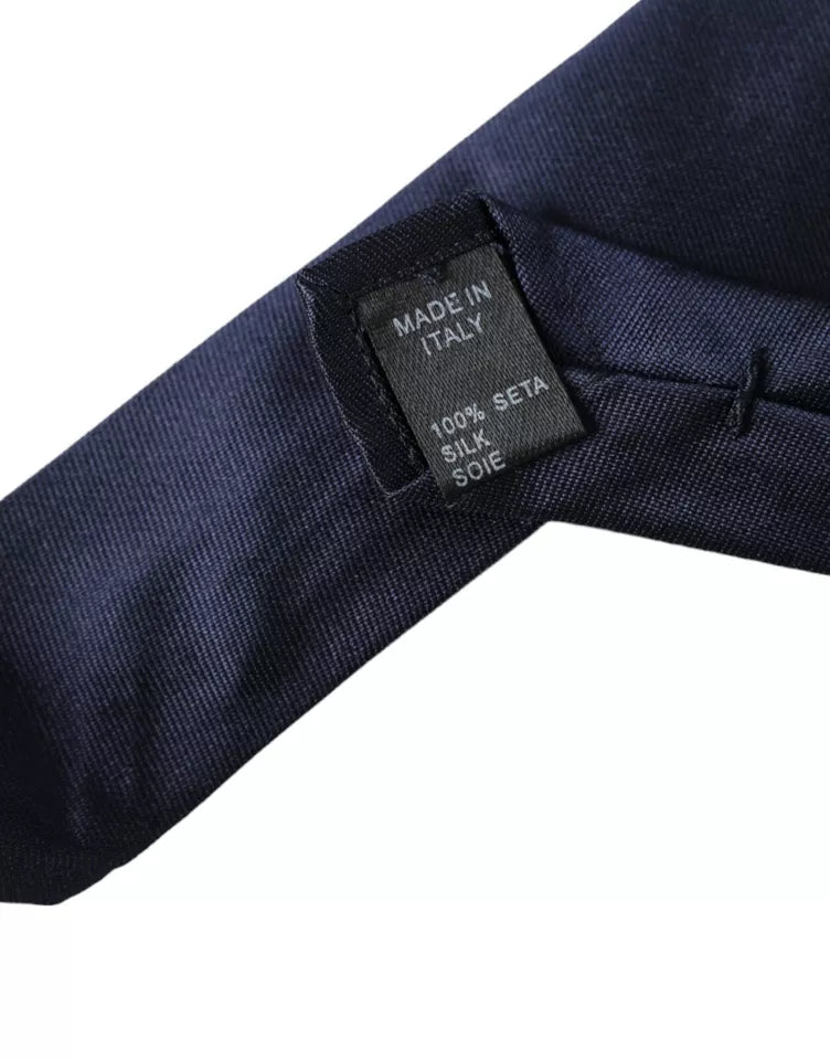 Dolce & Gabbana Dark Blue Silk Skinny Adjustable Tie Dolce & Gabbana