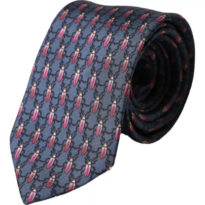 Dolce & Gabbana Blue Bug Print Silk Adjustable Men Tie Dolce & Gabbana