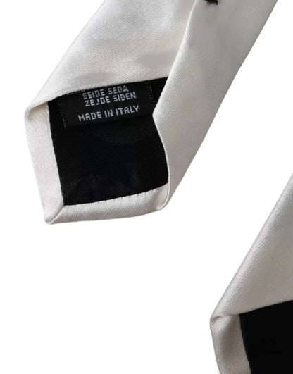 Dolce & Gabbana White Satin Silk Adjustable Men Tie Dolce & Gabbana