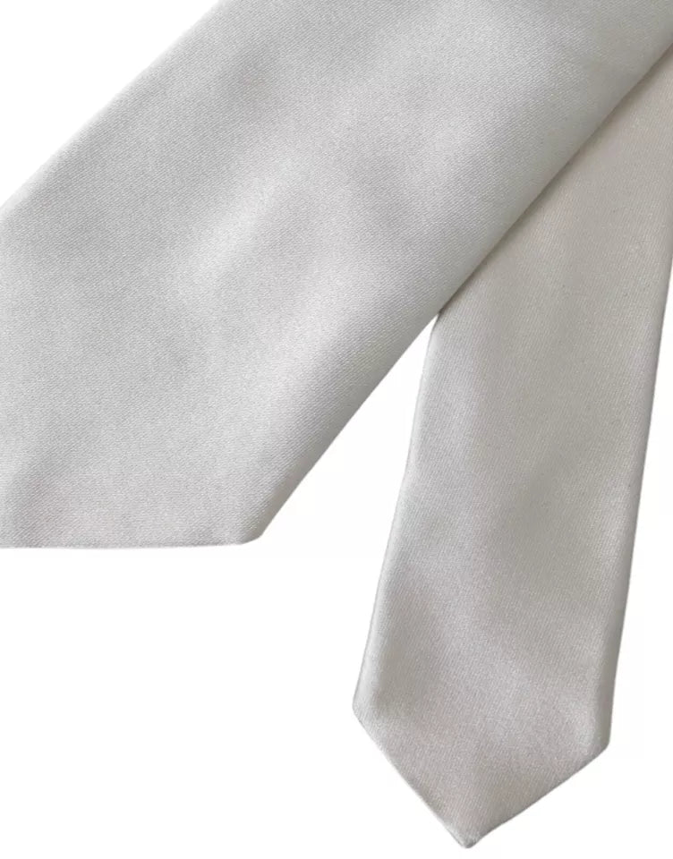 Dolce & Gabbana White Satin Silk Adjustable Men Tie Dolce & Gabbana