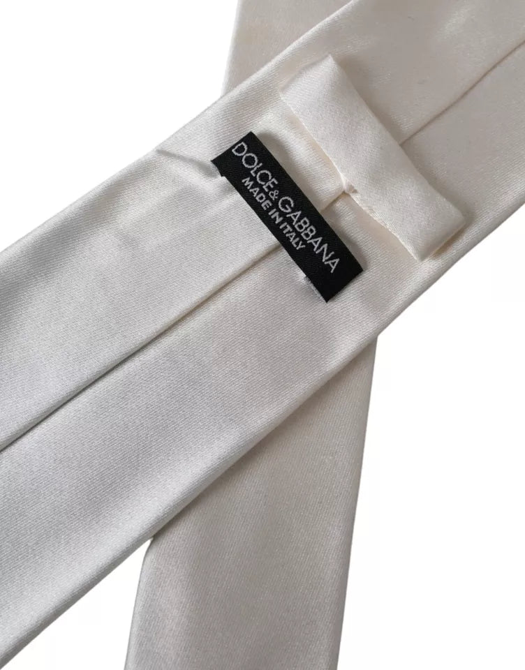 Dolce & Gabbana White Satin Silk Adjustable Men Tie Dolce & Gabbana