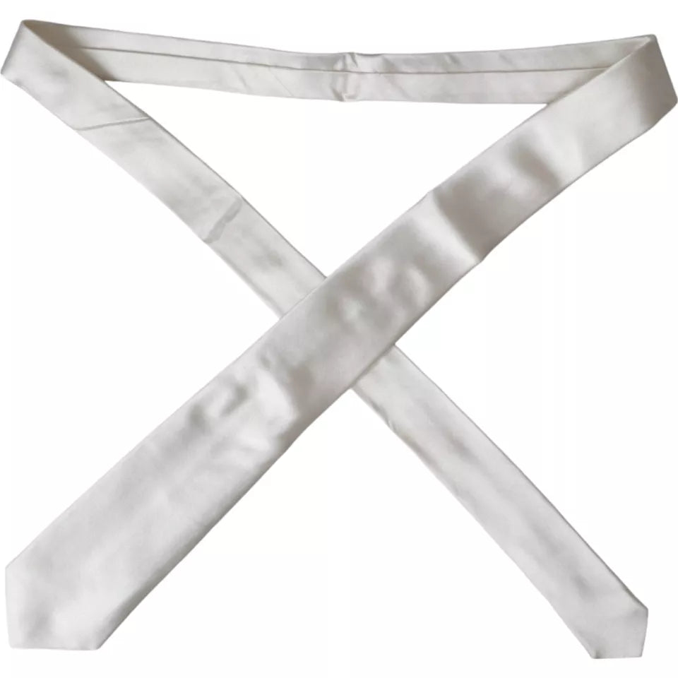 Dolce & Gabbana White Satin Silk Adjustable Men Tie Dolce & Gabbana