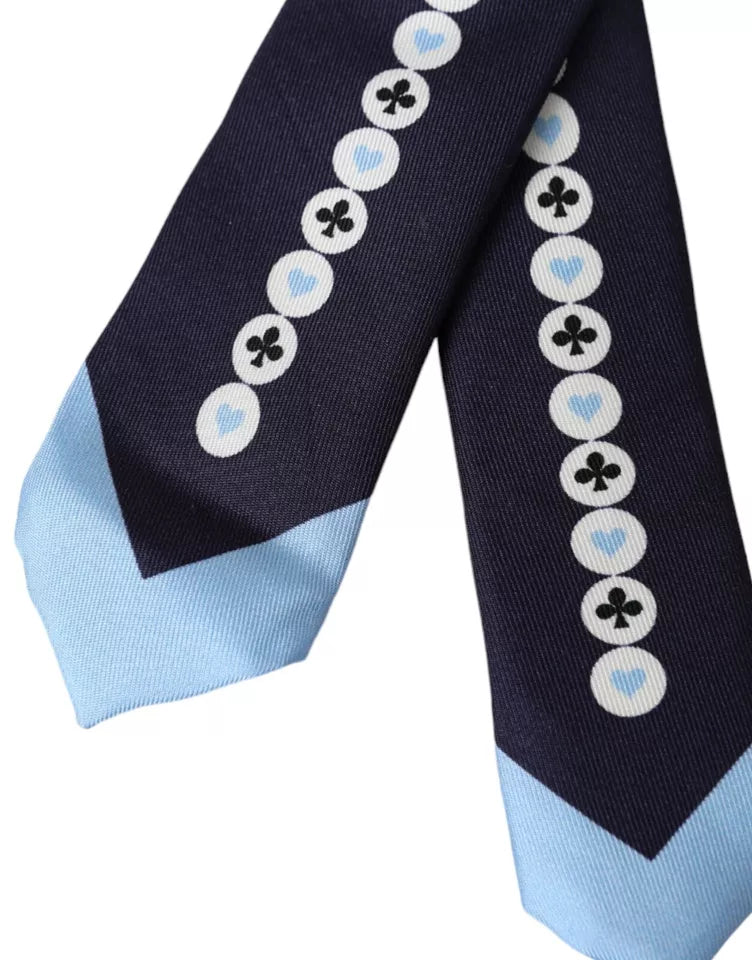 Dolce & Gabbana Blue Card Deck Symbols Adjustable Tie Dolce & Gabbana