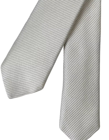 Dolce & Gabbana White Solid 100% Silk Adjustable Tie Dolce & Gabbana