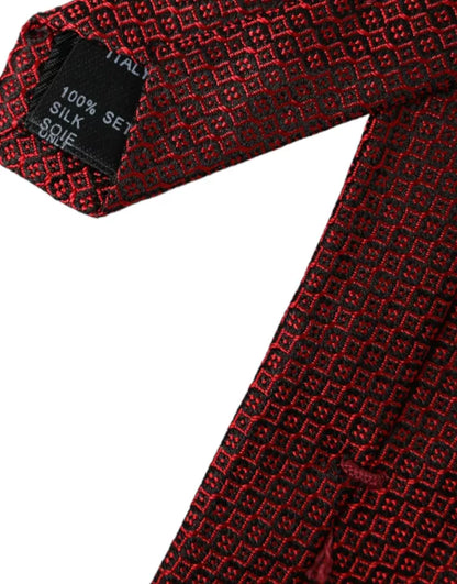 Dolce & Gabbana Red Patterned 100% Silk Adjustable Men Tie Dolce & Gabbana