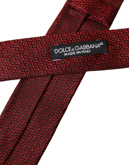 Dolce & Gabbana Red Patterned 100% Silk Adjustable Men Tie Dolce & Gabbana