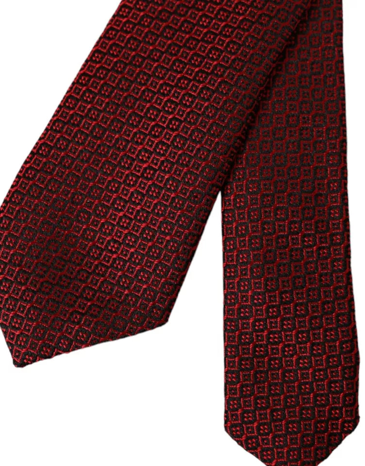 Dolce & Gabbana Red Patterned 100% Silk Adjustable Men Tie Dolce & Gabbana