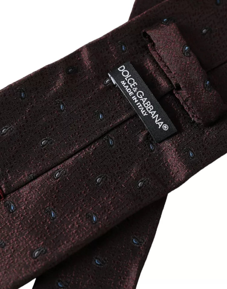 Dolce & Gabbana Bordeaux Fantasy 100% Silk Adjustable Men Tie Dolce & Gabbana