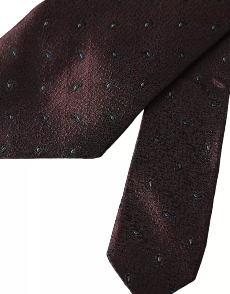 Dolce & Gabbana Bordeaux Fantasy 100% Silk Adjustable Men Tie Dolce & Gabbana