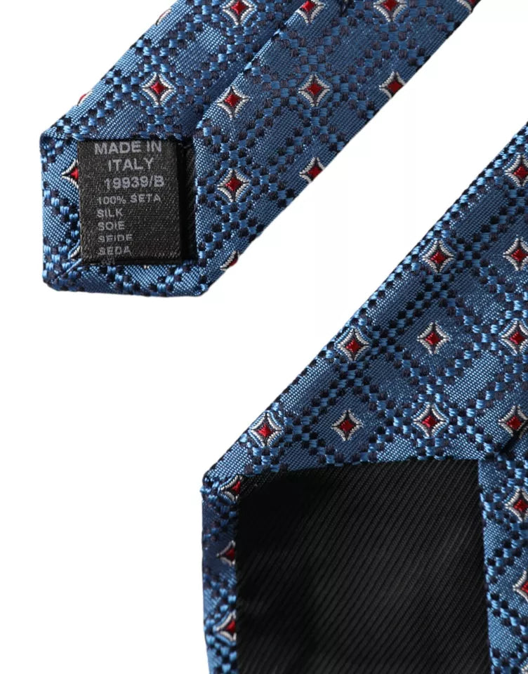 Dolce & Gabbana Blue Patterned 100% Silk Adjustable Men Tie Dolce & Gabbana