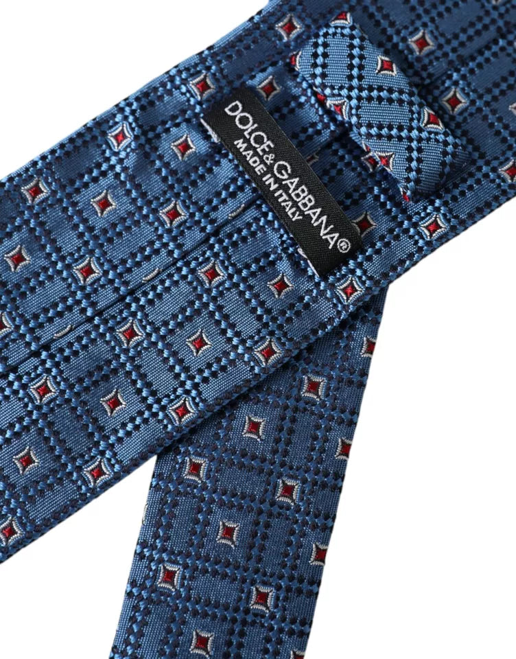 Dolce & Gabbana Blue Patterned 100% Silk Adjustable Men Tie Dolce & Gabbana