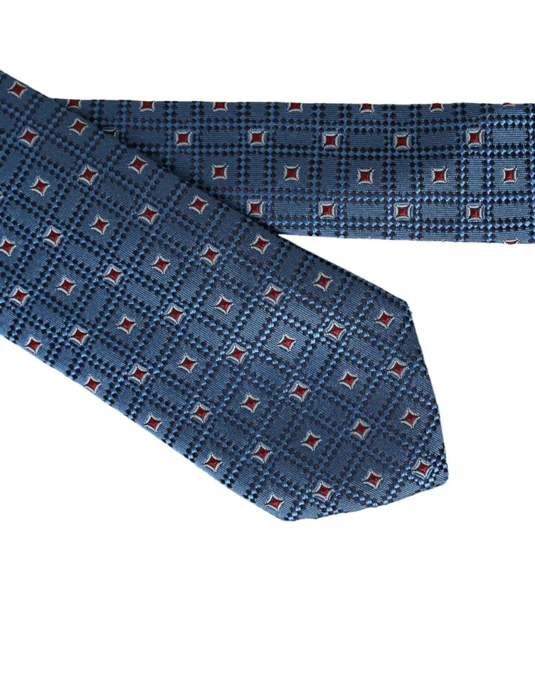 Dolce & Gabbana Blue Patterned 100% Silk Adjustable Men Tie Dolce & Gabbana