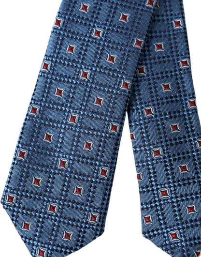 Dolce & Gabbana Blue Patterned 100% Silk Adjustable Men Tie Dolce & Gabbana