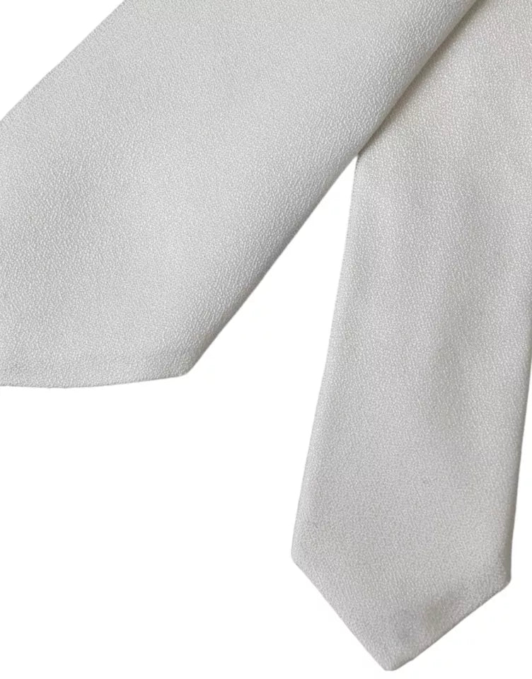 Dolce & Gabbana White Silk Classic Adjustable Men Tie Dolce & Gabbana