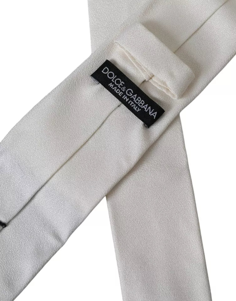 Dolce & Gabbana White Silk Classic Adjustable Men Tie Dolce & Gabbana