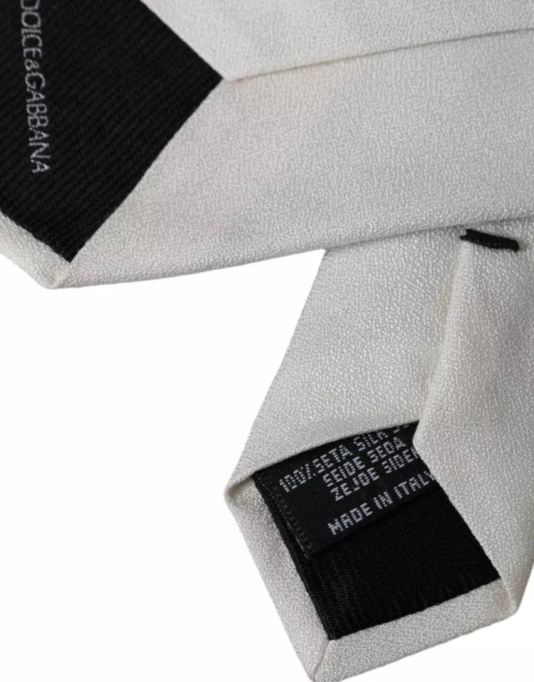 Dolce & Gabbana White Silk Classic Adjustable Men Tie Dolce & Gabbana