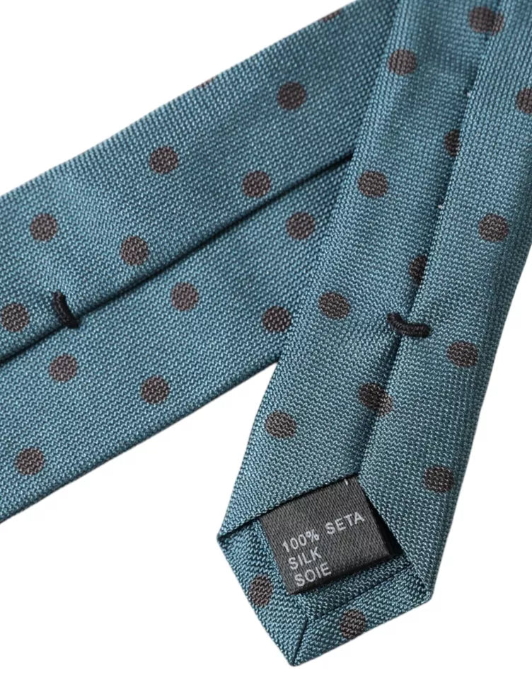 Dolce & Gabbana Green Black Polka Dot Silk Adjustable Men Tie Dolce & Gabbana