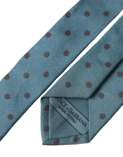 Dolce & Gabbana Green Black Polka Dot Silk Adjustable Men Tie Dolce & Gabbana