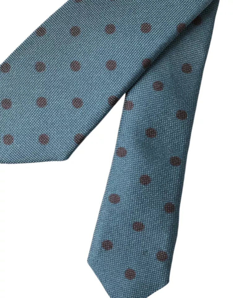 Dolce & Gabbana Green Black Polka Dot Silk Adjustable Men Tie Dolce & Gabbana