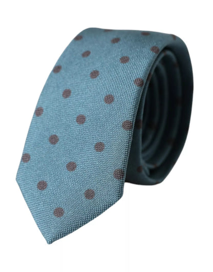 Dolce & Gabbana Green Black Polka Dot Silk Adjustable Men Tie Dolce & Gabbana