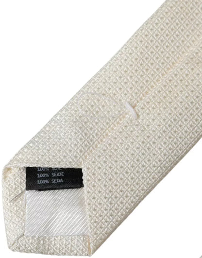 Dolce & Gabbana Off White Patterned Silk Classic Adjustable Tie Dolce & Gabbana