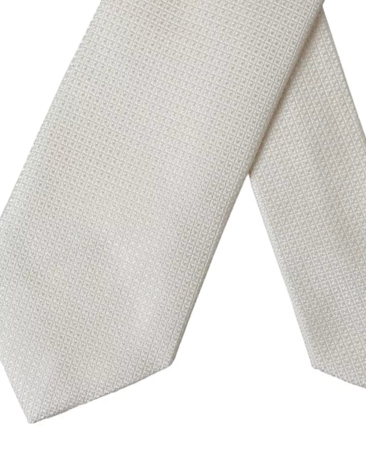 Dolce & Gabbana Off White Patterned Silk Classic Adjustable Tie Dolce & Gabbana