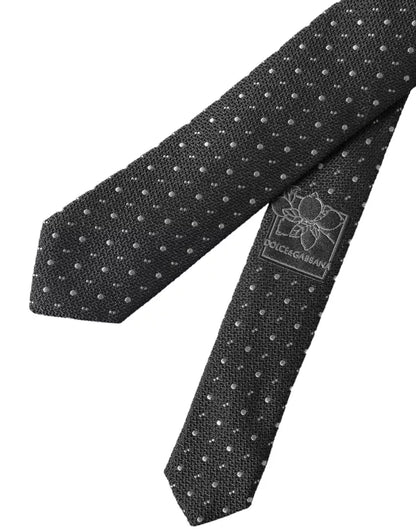 Dolce & Gabbana Black Polka Dot Silk Adjustable Men Tie Dolce & Gabbana