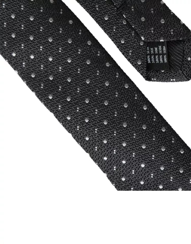 Dolce & Gabbana Black Polka Dot Silk Adjustable Men Tie Dolce & Gabbana