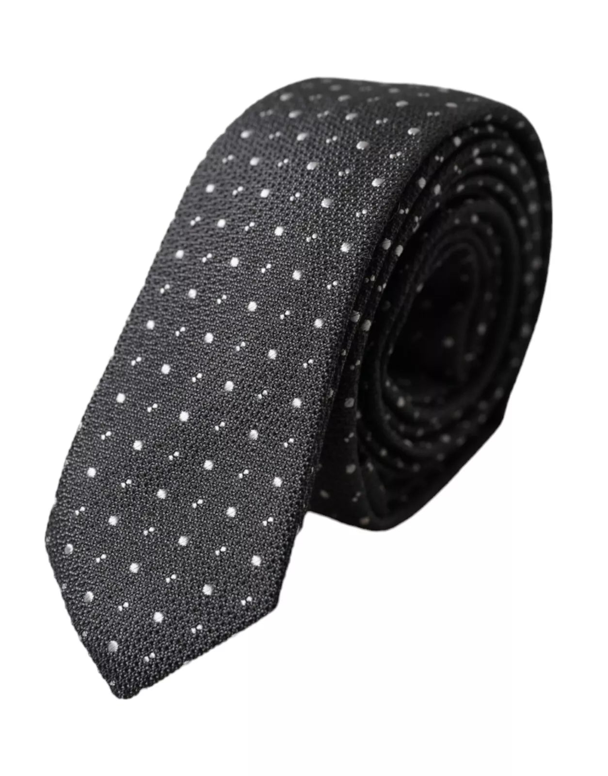 Dolce & Gabbana Black Polka Dot Silk Adjustable Men Tie Dolce & Gabbana