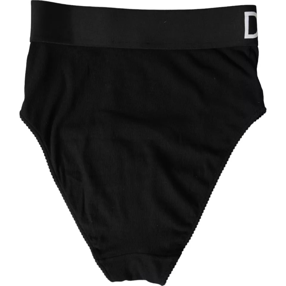 Dolce & Gabbana Black Cotton Stretch Branded Logo Underwear