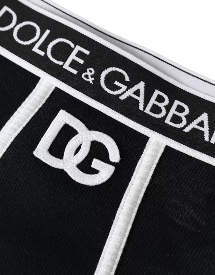 Dolce & Gabbana Black Cotton Stretch Branded Logo Underwear