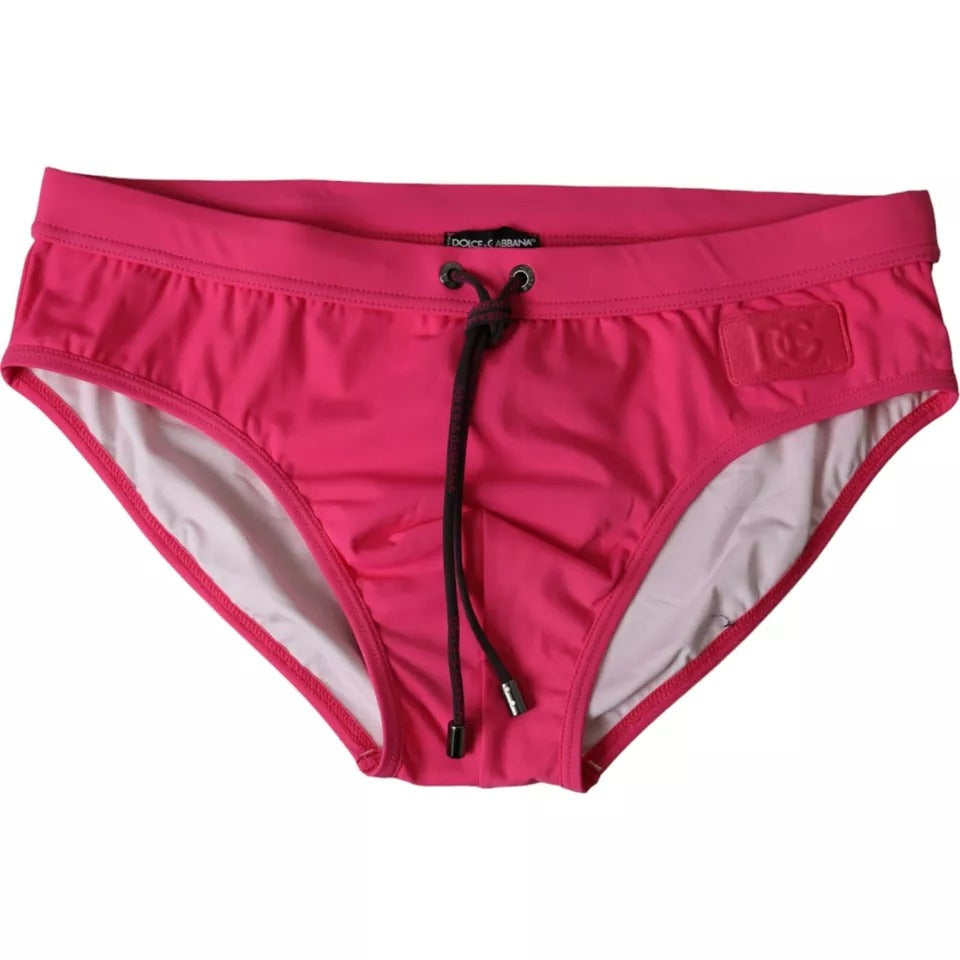 Dolce & Gabbana Pink Nylon DG Logo Beachwear Brief Swimwear Men