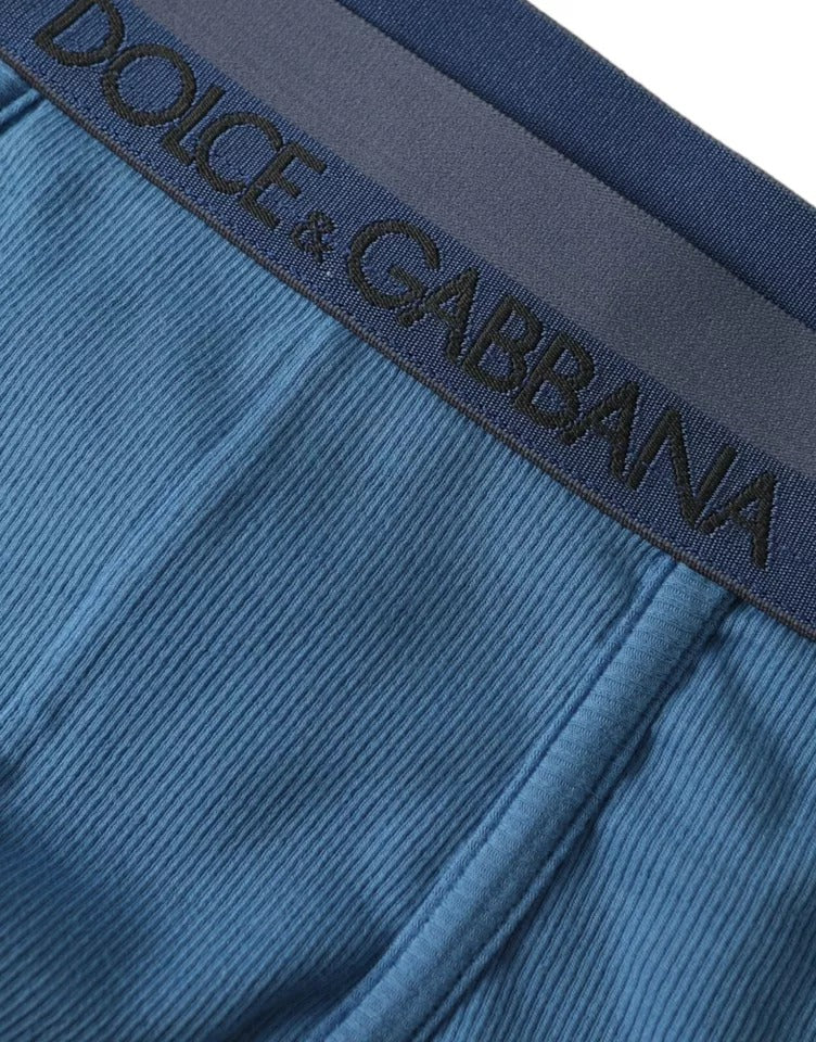 Dolce & Gabbana Blue Cotton Blend Regular Boxer Shorts Underwear