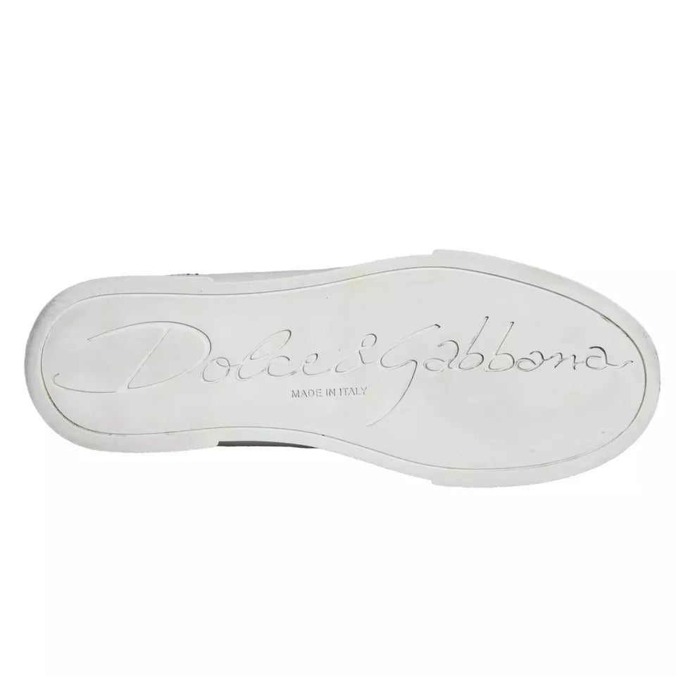 Dolce & Gabbana White Leather Portofino Low Top Sneakers Shoes Dolce & Gabbana