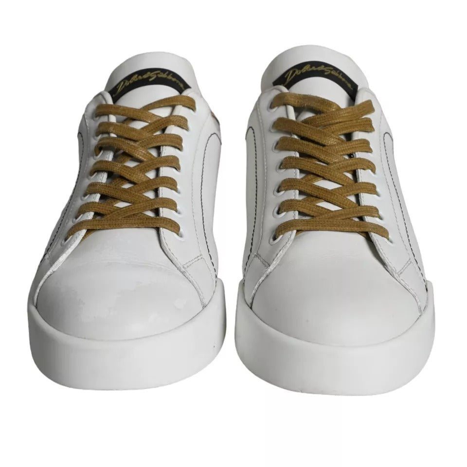 Dolce & Gabbana White Leather Portofino Low Top Sneakers Shoes Dolce & Gabbana