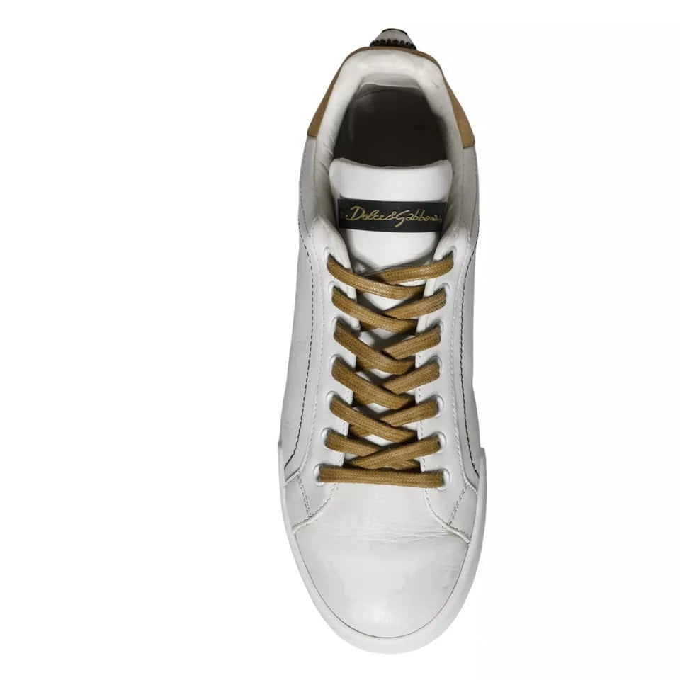 Dolce & Gabbana White Leather Portofino Low Top Sneakers Shoes Dolce & Gabbana