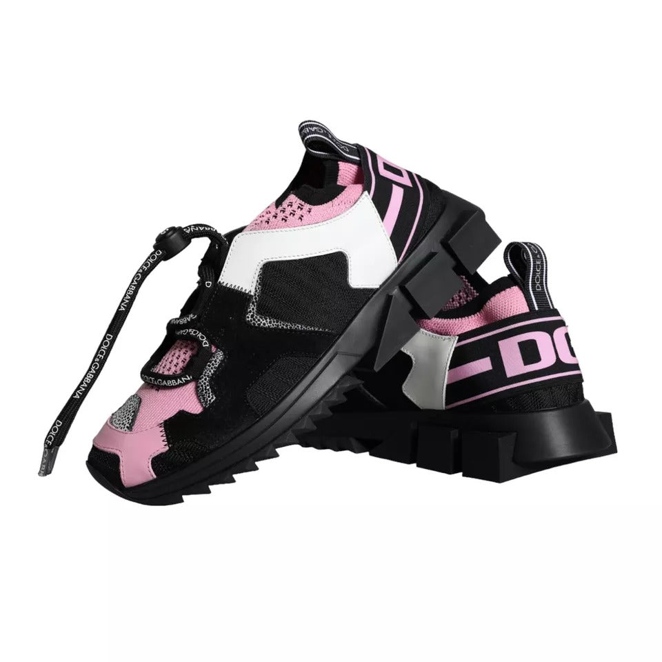 Dolce & Gabbana Black Pink Mesh Sorrento Trekking Sneakers Shoes Dolce & Gabbana