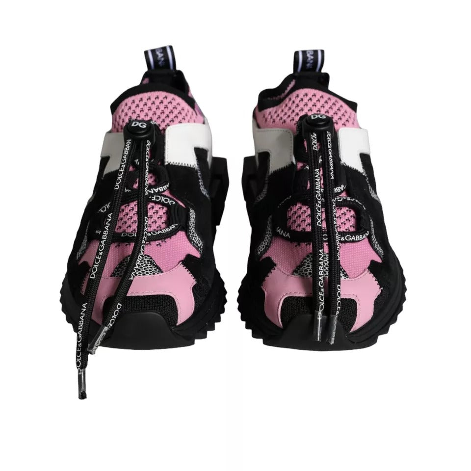 Dolce & Gabbana Black Pink Mesh Sorrento Trekking Sneakers Shoes Dolce & Gabbana